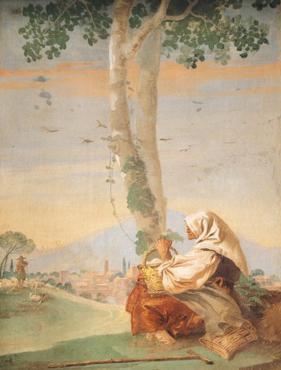 卵の入ったバスケットを持つ農民の老婆（「フォレステリア」（ゲストハウス）より 作： Giovanni Battista Tiepolo
