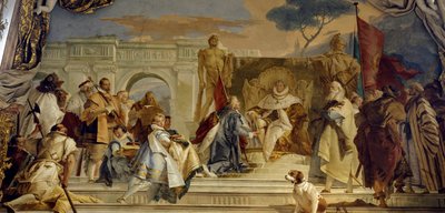 ホーエンシュタウフェン家のフレデリック1世（1122-1190） dit Frederic Barberousse（ドイツ王・ゲルマン皇帝）によるイヴク・アロルドの叙任式 ジョヴァンニ・バッティスタ（ジャンバッティスタ）・ティエポロ（1696-1770）によるフレスコ画。18世紀 ヴュルツブルク（Würzburg）の宮殿（ドイツ 作： Giovanni Battista Tiepolo