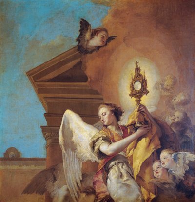 聖パスクアル・バイロンのビジョン、聖体を運ぶ天使のディテール 作： Giovanni Battista Tiepolo