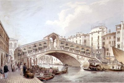 ルフェーヴルが彫刻したヴェネツィアのポンテ・ディ・リアルト（リトグラフ版 作： Giovanni Battista (after) Cecchini