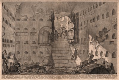 1736年にイタリア・ローマ近郊で発見された古代の墓室の様子（彫刻 作： Giovanni Battista (after) Piranesi