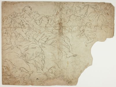 聖人、あるいは雲の上の寓意的人物とプッティ 作： Giovanni Battista Beinaschi