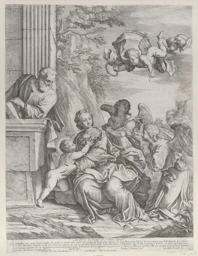 右側と頭上に天使がいる聖家族、1652年。 作： Giovanni Battista Beinaschi