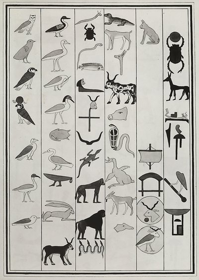 1817 年にジョヴァンニ バッティスタ ベルゾーニによって再現されたファラオ プサメティッチ 1 世の墓の内部からの装飾の図面、ロンドンの大英博物館に所蔵 作： Giovanni Battista Belzoni