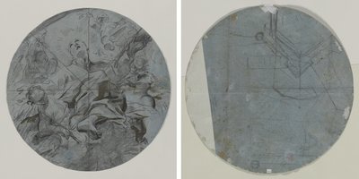 聖人の神格化 (直腸); 建築スケッチ(?) (裏面) 作： Giovanni Battista Benaschi