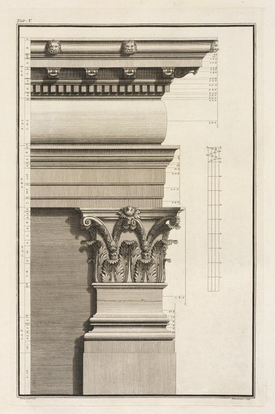 ピラスターの基地、首都、エンタブラチャー、1753 作： Giovanni Battista Borra