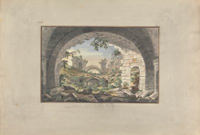 ペルガモンの遺跡、おそらく円形劇場のもの 作： Giovanni Battista Borra