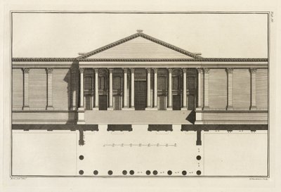 寺院の裁判所への壮大な入り口のアップライト、1753 作： Giovanni Battista Borra