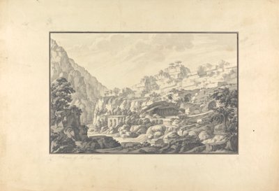 リカス川の源流の眺め (Nahr el-Kelb) 作： Giovanni Battista Borra