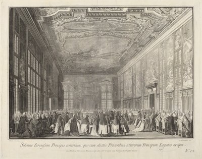 晩餐会で外国大使をもてなす総督, 17631766. 作： Giovanni Battista Brostoloni