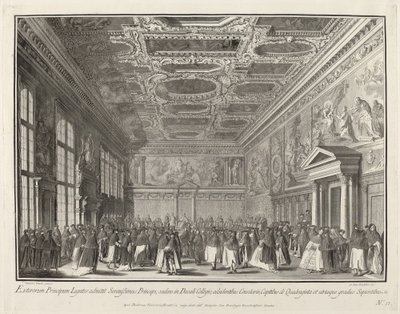 サラ デル コッレージョでの外国大使によるレセプション 作： Giovanni Battista Brustolon after Canaletto