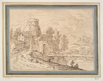 水の近くに城のある風景 作： Giovanni Battista Busiri