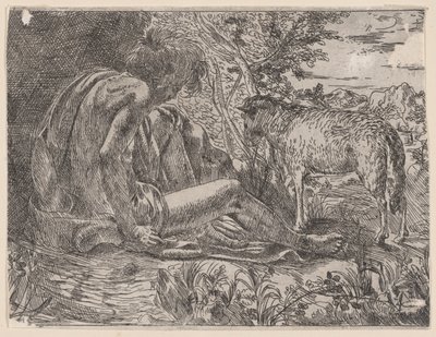 洗礼者聖ヨハネと子羊、1600-35。 作： Giovanni Battista Caracciolo