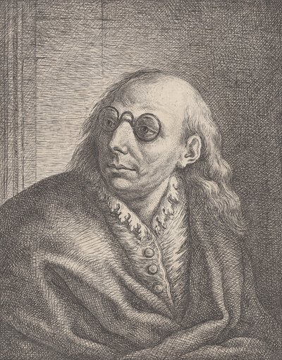 ルカ・ジョルダーノの肖像、丸眼鏡をかけ、左を向いている、1692-1727., 1692-1727. 作： Giovanni Battista Catenaro