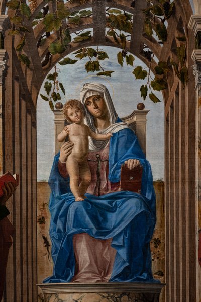 聖ヤコブとジェロームの間の幼子イエスと共に即位したマドンナ、詳細 作： Giovanni Battista Cima da Conegliano