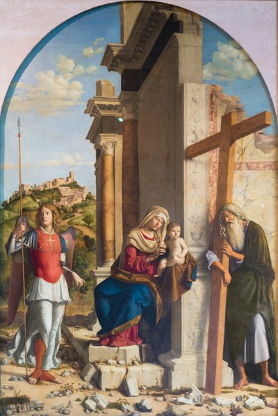 聖ミカエルとアンデレの間の幼子を連れた聖母 作： Giovanni Battista Cima da Conegliano