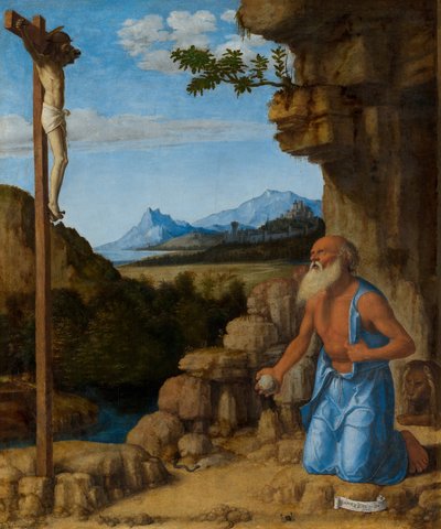 荒野の聖ヒエロニムス、c。 15001505。 作： Giovanni Battista Cima da Conegliano