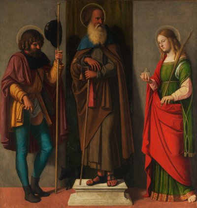 三聖人：ロッチ、アンソニーアボット、ルーシー、c.1513（キャンバスに油彩、木から移された） 作： Giovanni Battista Cima da Conegliano