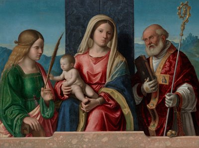 聖カタリナとニコラスと聖母子 作： Giovanni Battista Cima da Conegliano