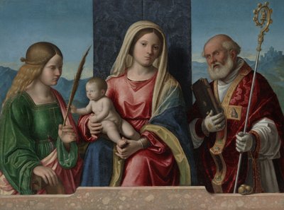 聖母マリアと聖カタリナとニコラスの子、1510〜17歳 作： Giovanni Battista Cima da Conegliano