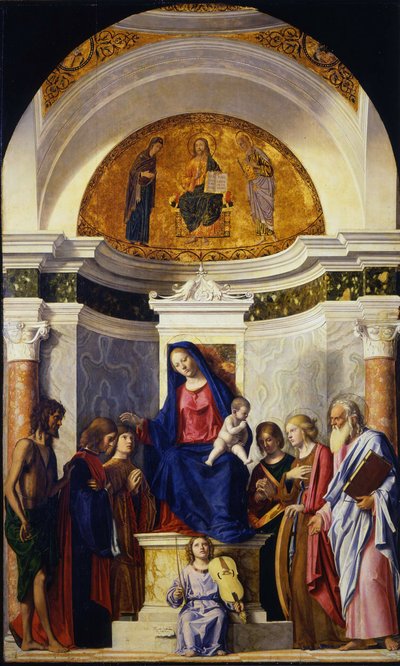 洗礼者聖ヨハネと聖母子、コスマスとダミアン、キャサリンとポール、1506～1507年頃 作： Giovanni Battista Cima da Conegliano