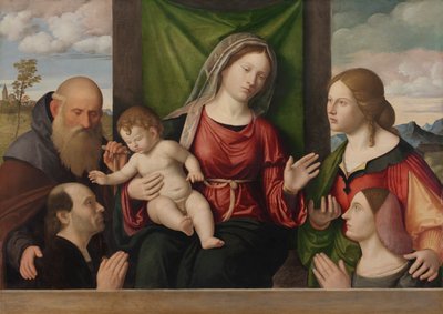 聖人とドナーの聖母子c。 1515。 作： Giovanni Battista Cima da Conegliano