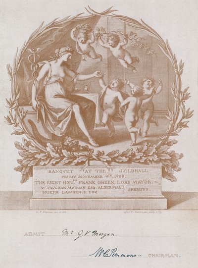 1900年11月9日、ロンドンのギルドホールでの宴会への招待 作： Giovanni Battista Cipriani