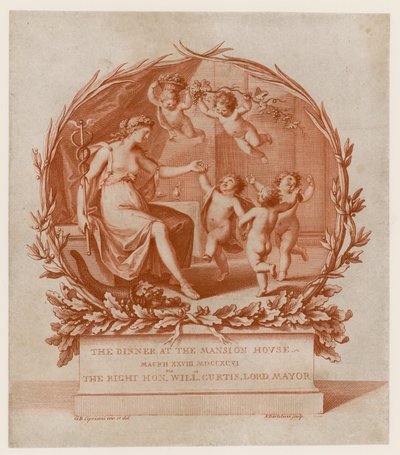 1796年3月28日、ロンドンのマンション・ハウスでのディナーへの招待状（エングレーヴィング 作： Giovanni Battista Cipriani