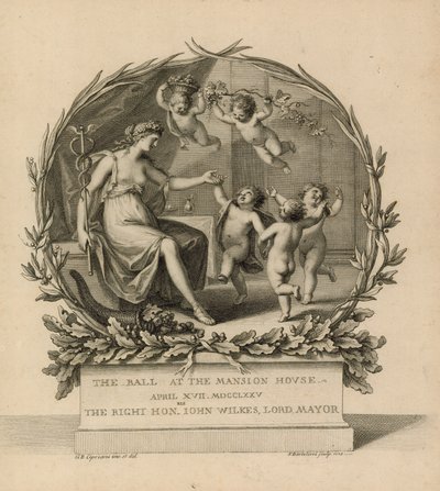 1775年4月17日、ロンドンのマンションハウスでのボールのチケット 作： Giovanni Battista Cipriani