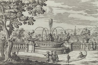 Frascati の Belvedere の噴水...、1691 年以降。 作： Giovanni Battista Falda