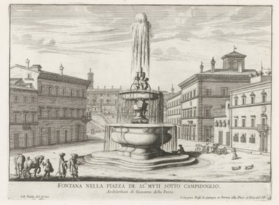 ローマのアラコエリ広場の噴水 カンピドリオの下の piazza de