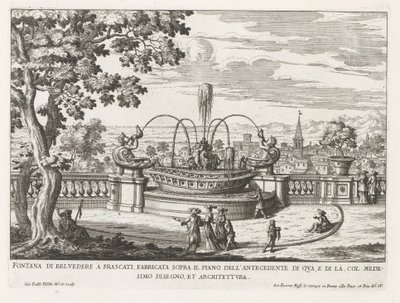 Fontein in de tuinen van de Villa Aldobrandini te Frascati フラスカーティのベルヴェデーレの噴水、ここの前の床の上に建てられた (...) (オブジェクトのタイトル) フラスカーティのヴィラの噴水 (シリーズ タイトル) フォンテイネン・ヴァン・フラスカーティ（シリーズタイトル） 作： Giovanni Battista Falda