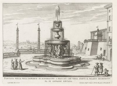 Fontein in de tuinen van de Villa Mondragone te Frascati Frascati の Mondragone の Villa Borghese の噴水 (...) (オブジェクトのタイトル) フラスカーティのヴィラの噴水 (シリーズ タイトル) フォンテイネン・ヴァン・フラスカーティ（シリーズタイトル） 作： Giovanni Battista Falda