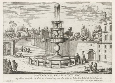 バチカンの噴水 Fontana nel Palazzo Vaticano (オブジェクトのタイトル) Fontane di Roma (シリーズタイトル) ローマの噴水 (シリーズタイトル) 作： Giovanni Battista Falda