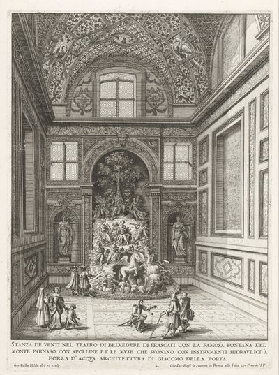 Stanza dei Venti in de tuinen van de Villa Aldobrandini te Frascati フラスカーティのベルヴェデーレ劇場の風の部屋 (...) (オブジェクトのタイトル) フラスカーティのヴィラの噴水 (シリーズ タイトル) フォンテイネン・ヴァン・フラスカーティ（シリーズタイトル） 作： Giovanni Battista Falda