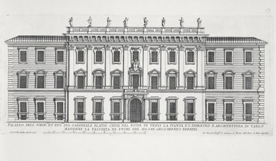 マッテオディカステッロ、カルロマデルノ（1556-1629）、ジョヴァンニベルニーニ（1598-1680）によって設計されたローマのキジ宮殿の正面の眺め 作： Giovanni Battista Falda