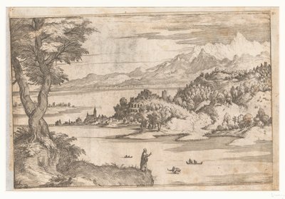 ピーターは水の上を歩く キリストの生涯の風景のある風景 (シリーズ タイトル) 作： Giovanni Battista Fontana