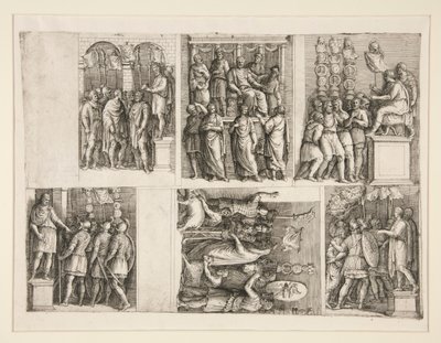 トラヤヌスの生涯からの6つのビネット 作： Giovanni Battista Franco (called Il Semolei)