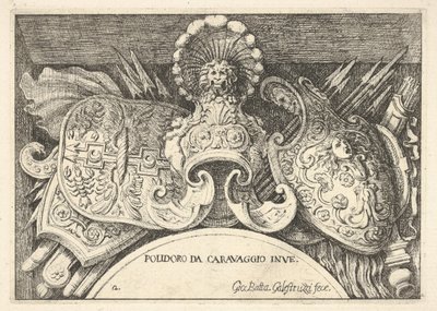プレート 2: 2 階の窓の上の装飾からのローマの紋章の戦利品.., 1656-58. 作： Giovanni Battista Galestruzzi