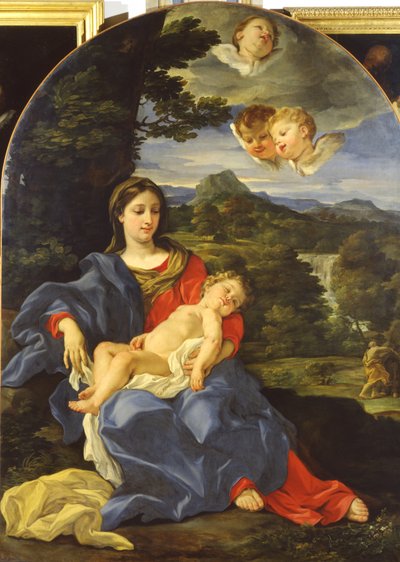 エジプトへの飛行中に休憩 作： Giovanni Battista Gaulli