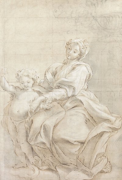 盆地の近くの聖母子;盆地の近くの聖母子、 作： Giovanni Battista Gaulli