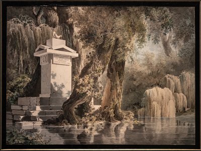 詩人エドアルド・ヴァルボに捧げられた墓石のある想像上の風景 作： Giovanni Battista Gubernatis