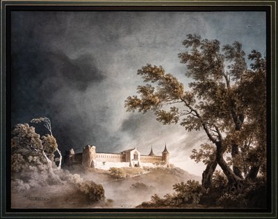 嵐と城の風景 作： Giovanni Battista Gubernatis
