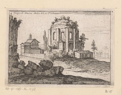 風景の中のResten van de Tempel van Minerva Medica ミネルヴァ メディカ ディ ラ ダ スタ ビビアナ神殿 (オブジェクトのタイトル) Gezichten op Rome (シリーズタイトル) ローマの無人の場所のいくつかのビューとパースペクティブ (シリーズ タイトル) 作： Giovanni Battista Mercati