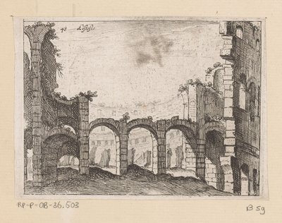 ローマのコロッセオの遺跡 Listesso (オブジェクトのタイトル) ローマの景色 (シリーズ タイトル) Alcune vedute et prospettive di luoghi dishabitati di Roma (シリーズ タイトル) 作： Giovanni Battista Mercati