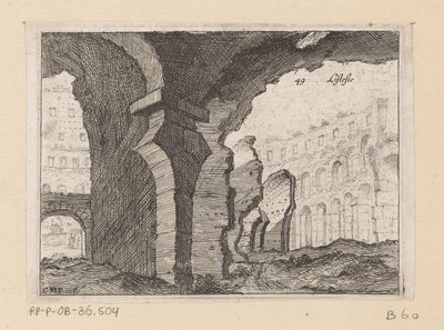ローマのコロッセオの遺跡 Listesso (オブジェクトのタイトル) ローマの景色 (シリーズ タイトル) Alcune vedute et prospettive di luoghi dishabitati di Roma (シリーズ タイトル) 作： Giovanni Battista Mercati
