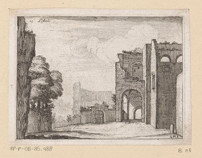 ローマのコロッセオの遺跡 Listesso (オブジェクトのタイトル) ローマの景色 (シリーズ タイトル) Alcune vedute et prospettive di luoghi dishabitati di Roma (シリーズ タイトル) 作： Giovanni Battista Mercati