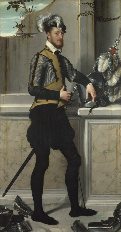 馬上槍試合のヘルメットをかぶった騎士 作： Giovanni Battista Moroni