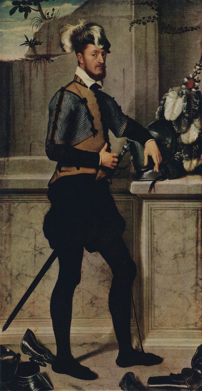 ジャスティングヘルメットを持つ騎士、1554-1558、1936 作： Giovanni Battista Moroni