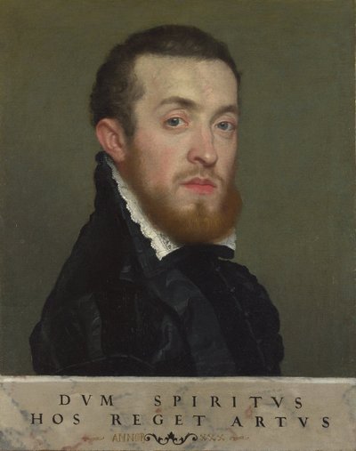 碑文を持つ若い男の胸像 作： Giovanni Battista Moroni